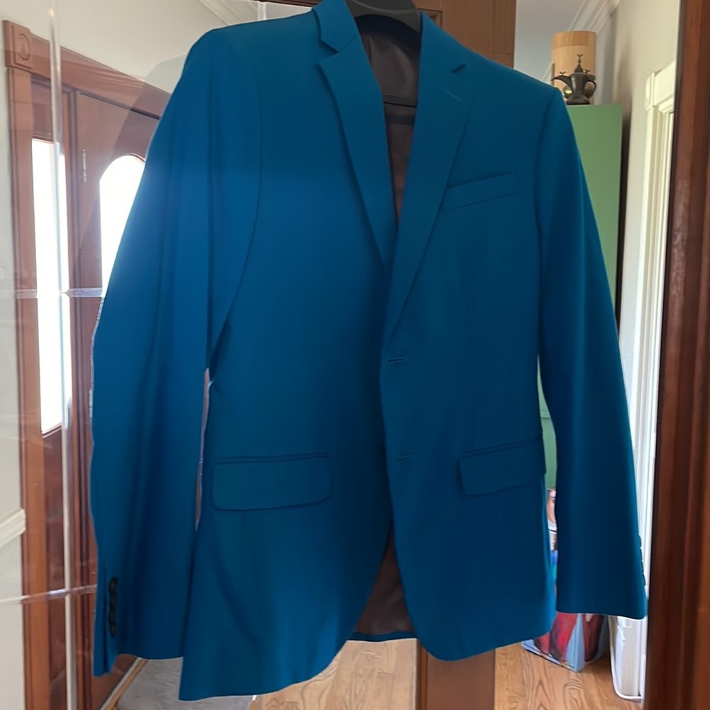 NWOT J. Ferrar Slim Turquoise Blazer - Picture 2 of 7